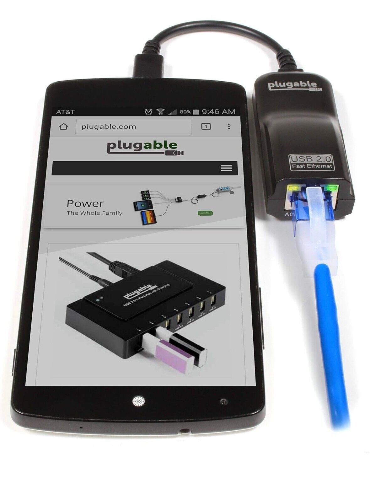 Plugable USB 2.0 OTG Micro-B to 100Mbps Fast Ethernet Adapter (ASIX AX88772A)