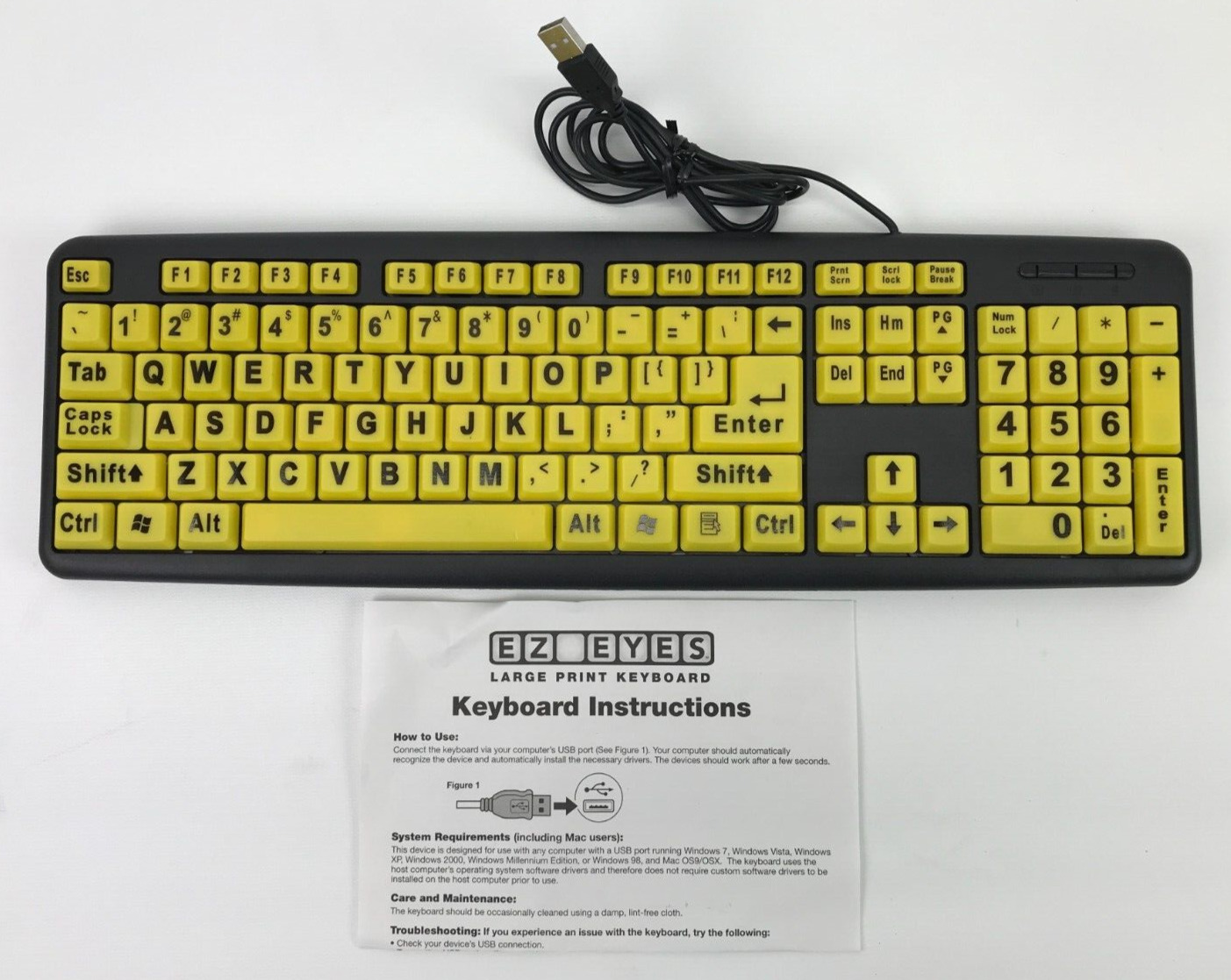 New EZ Eyes As Seen on TV Large Print Keyboard for Elderly and Vision Impaired