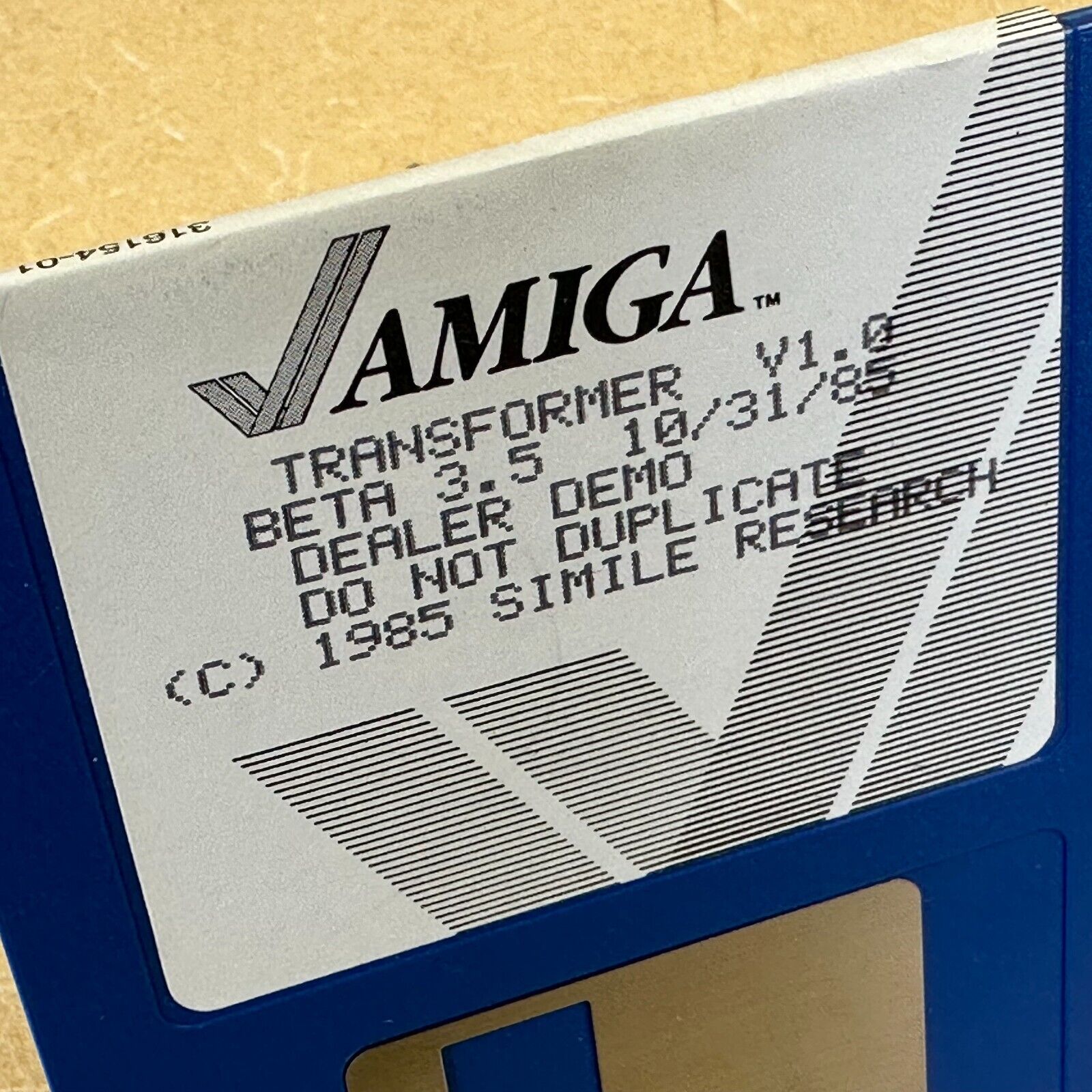 DEALER DEMO Disk TRANSFORMER V1.0 BETA 3.5 AMIGA Computers 1985 SIMILI RESEARCH