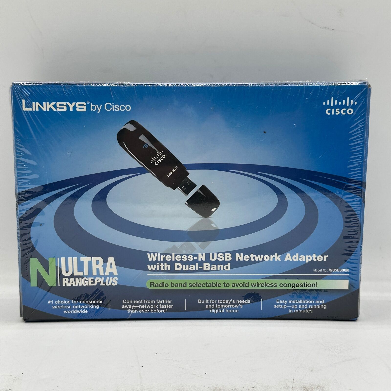 New Cisco Linksys wireless-N USB Network Adapter w/ dual band wusb600n