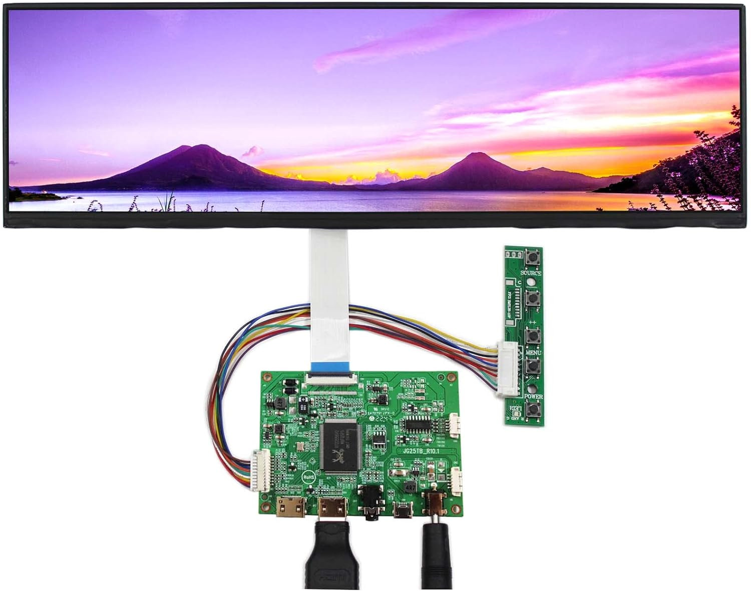 12.6 NV126B5M-N41 12.6Inch 1920X515 LCD Screen Work with 2 HD-MI Mini LCD Contr