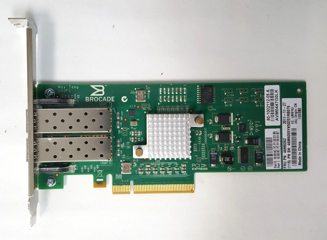 DELL IBM Brocade 825 Dual Port Fiber Channel HBA Adapter 8GB PCIE 2X SFP 46M6062