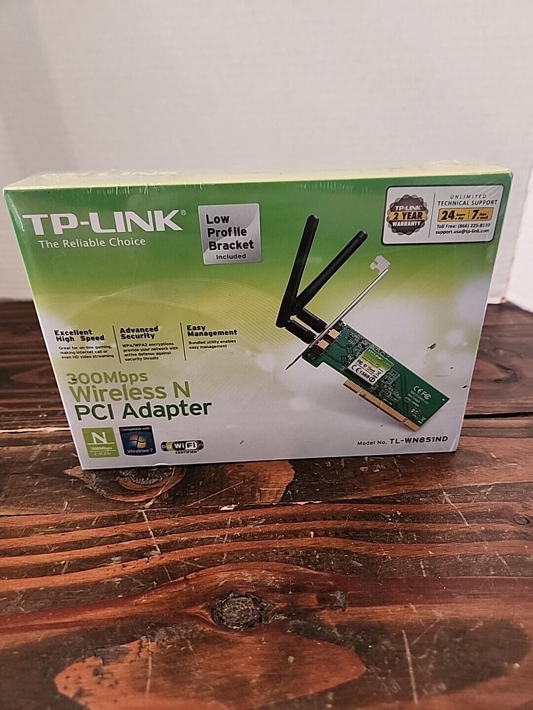 TP-Link Wireless N300 PCI Adapter, 2.4GHz 300Mbps -(TL-WN851ND)