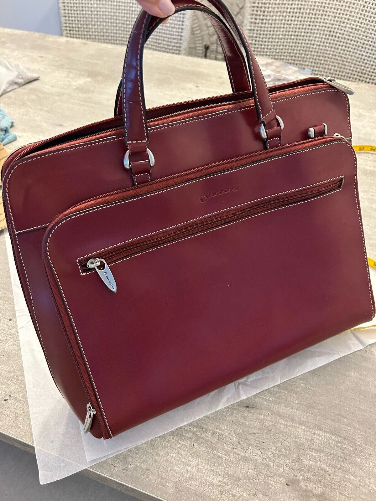 Franklin Covey Classic Briefcase Handle Bag Burgundy