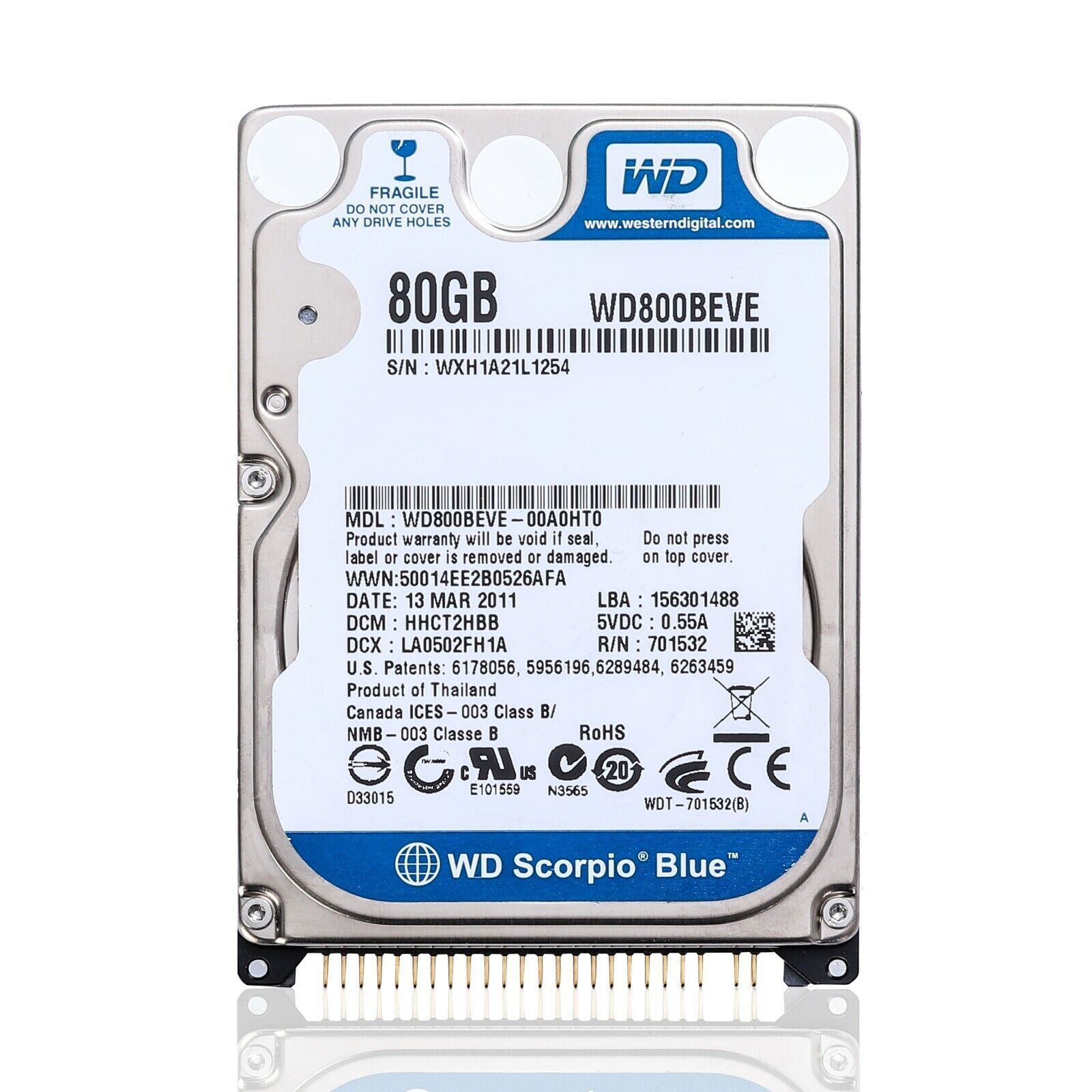 Western Digital 80GB WD800BEVE 5400RPM PATA IDE 2.5