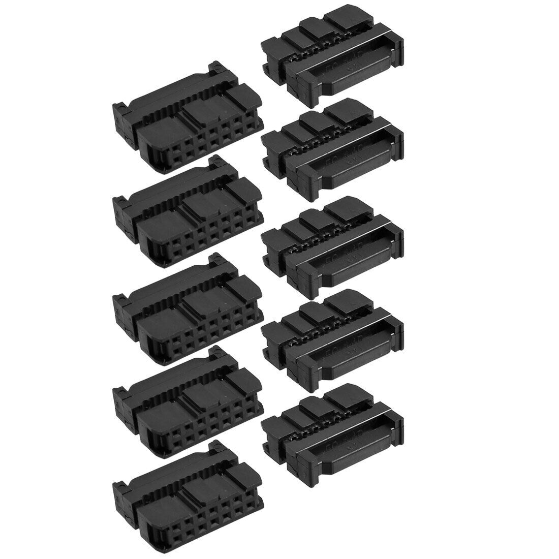10 Pcs 2.54mm Pitch Female 14 Pins Flat Cable IDC Socket Connector Black