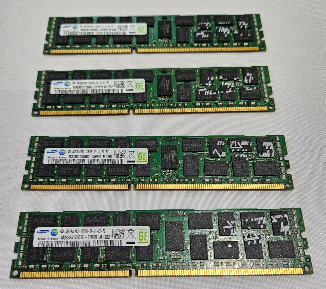16GB (4 x 4GB) Samsung M393B5170GB0-CH9Q9 ECC Reg Memory DDR3 1333 PC3-10600R