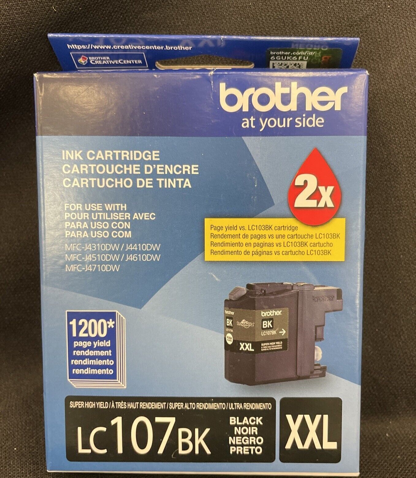 Brother LC-107 Ink Ctg LC-107BK, Black for Brother DCP-J4410DW