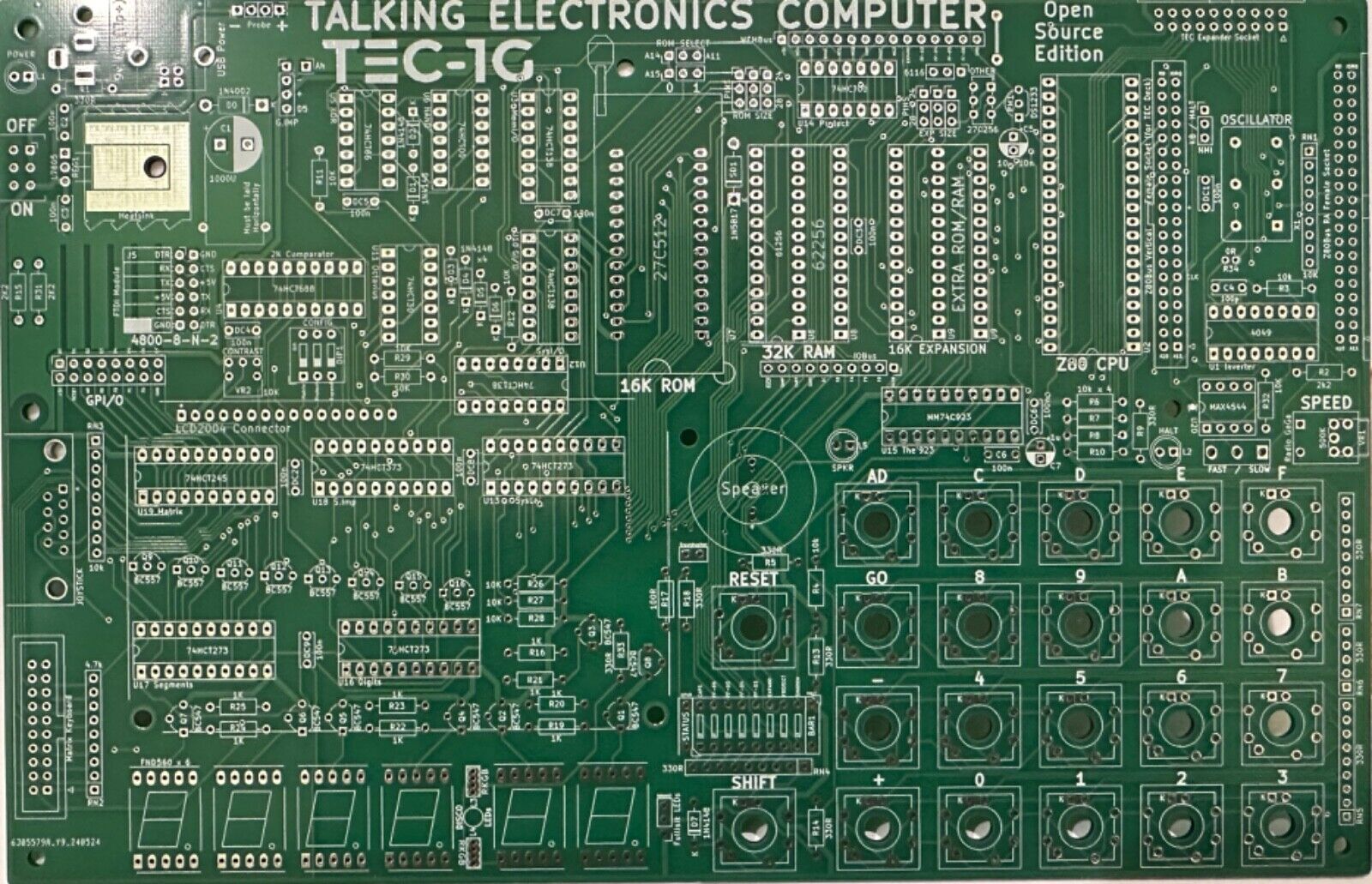 TEC-1G Z80 Single board computer bare PCB Board V1.11 Ships for Florida