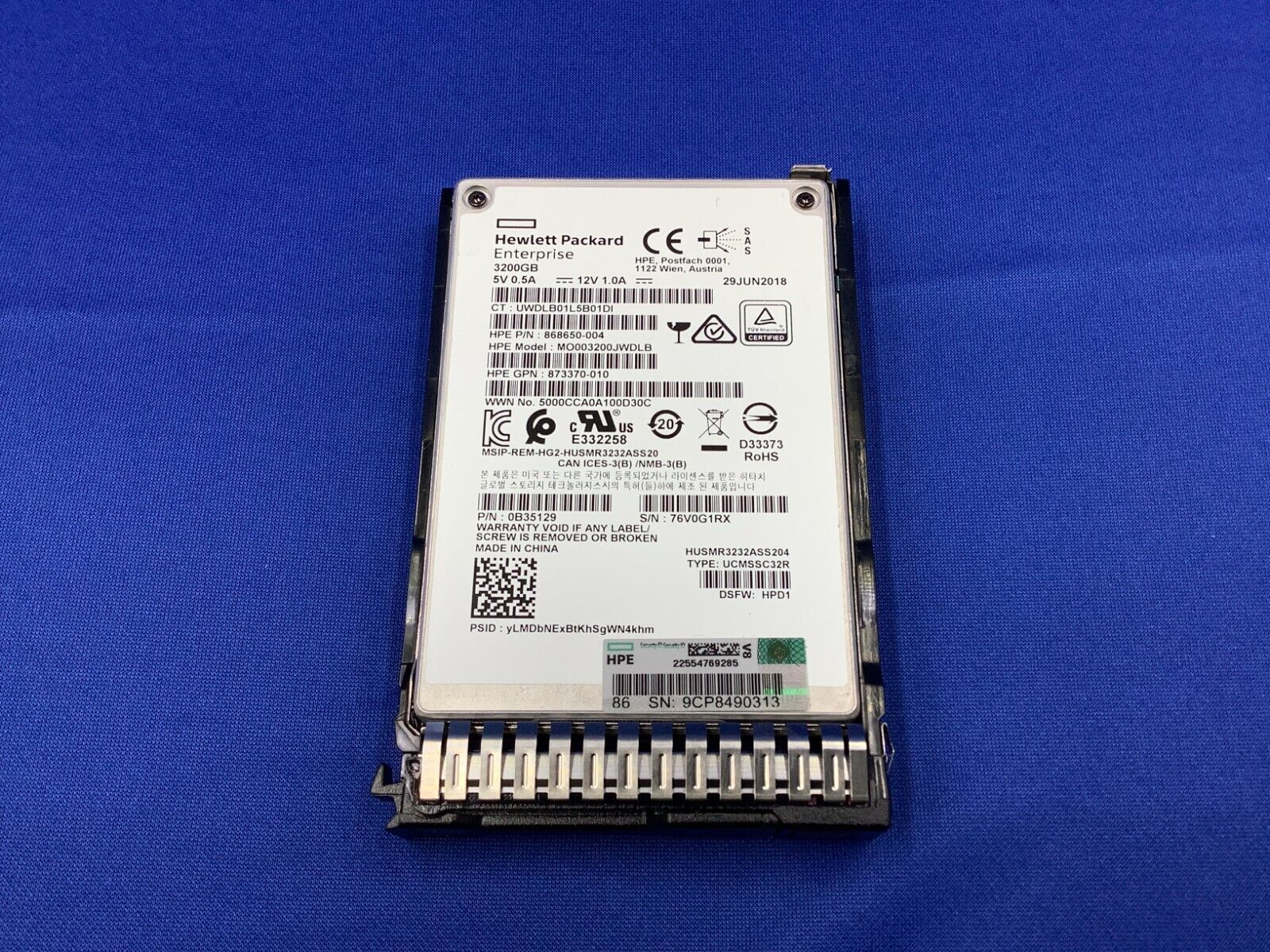 873367-B21 HPE 3.2TB SAS 12G MIXED USE SFF SC PM5 SSD 873571-001 MO003200JWDLB