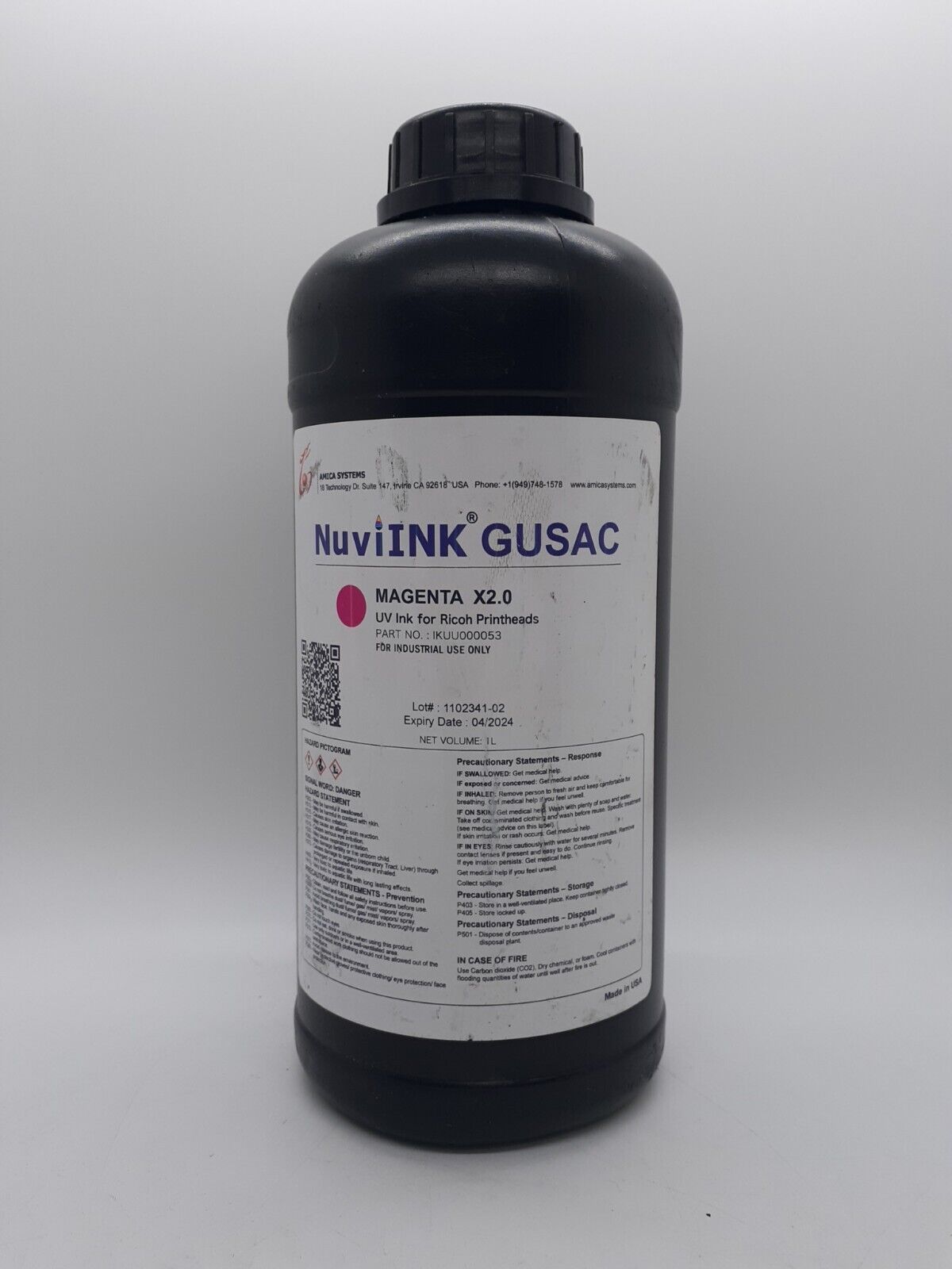 NuviInk Gusac Magenta X2.0 IV Ink For Ricoh Printheads - 1 Liter