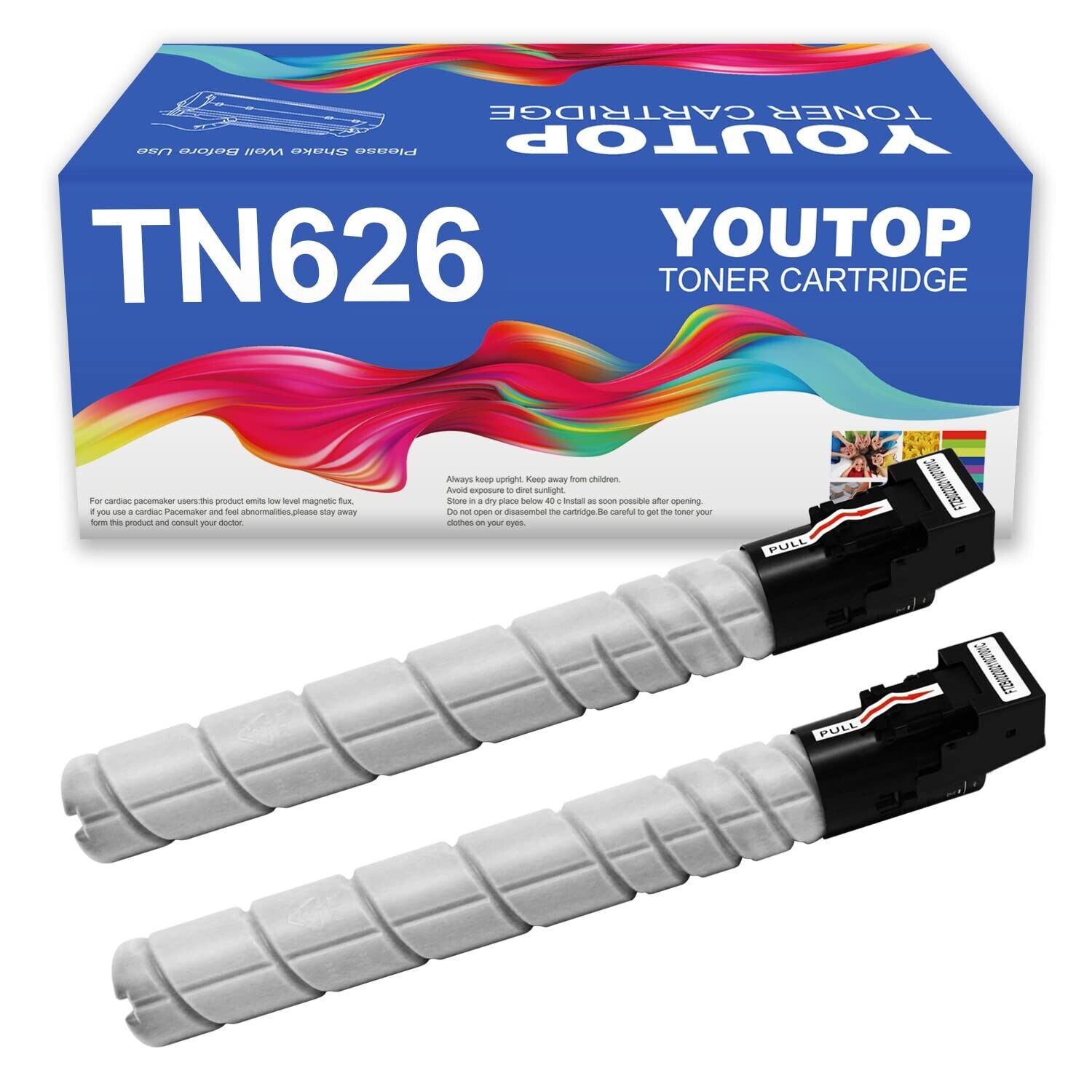 Youtop Konica Minolta TN-626K Toner Cartridge - Black 2 Pack