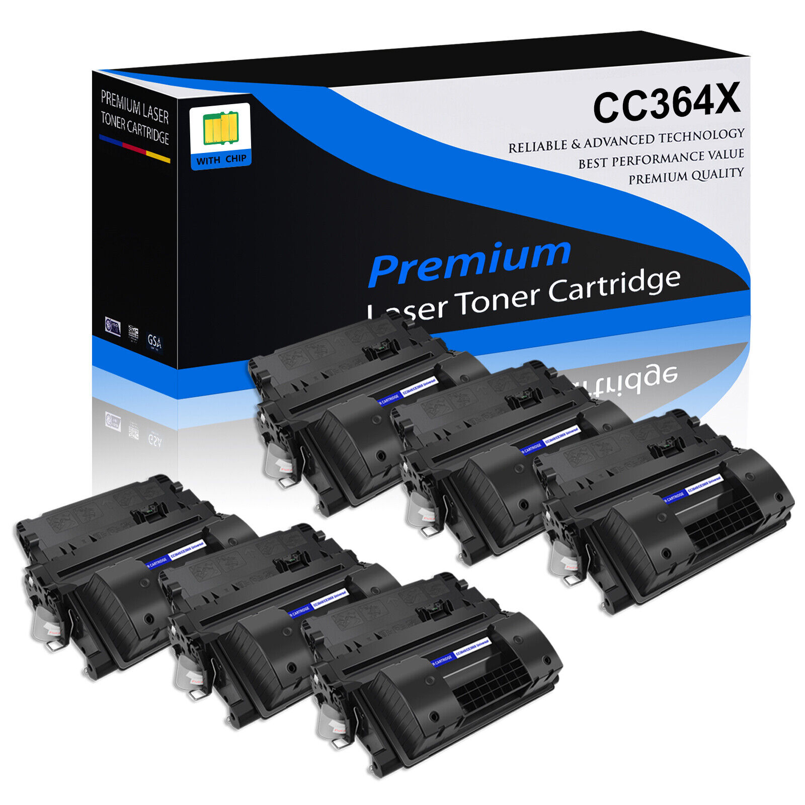 6PK CC364X Toner Cartridge Compatible with HP LaserJet P4515n P4015tn P4015x INK