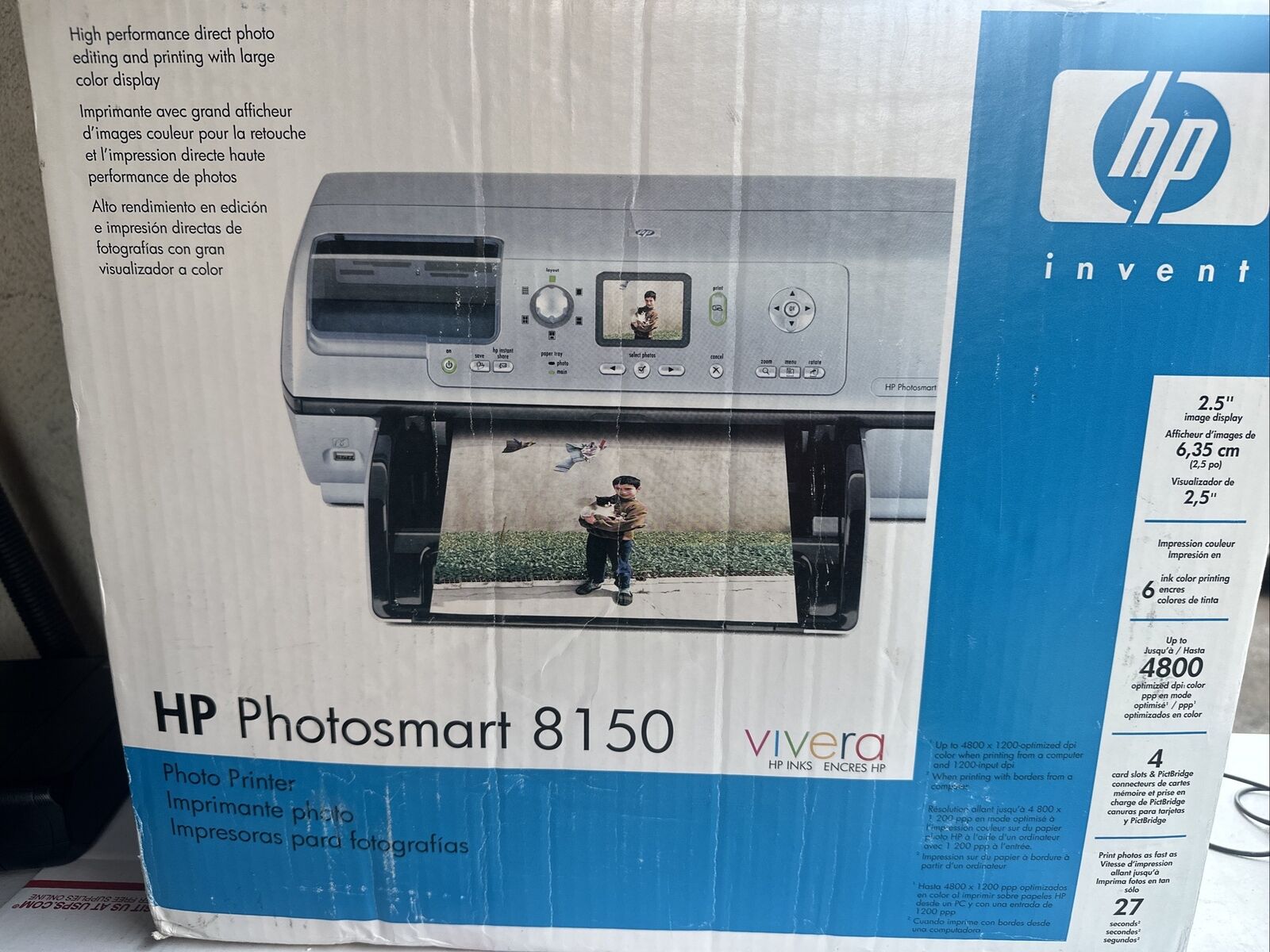 HP Photosmart 8250 Digital Photo Inkjet Printer Open Box, Never Used