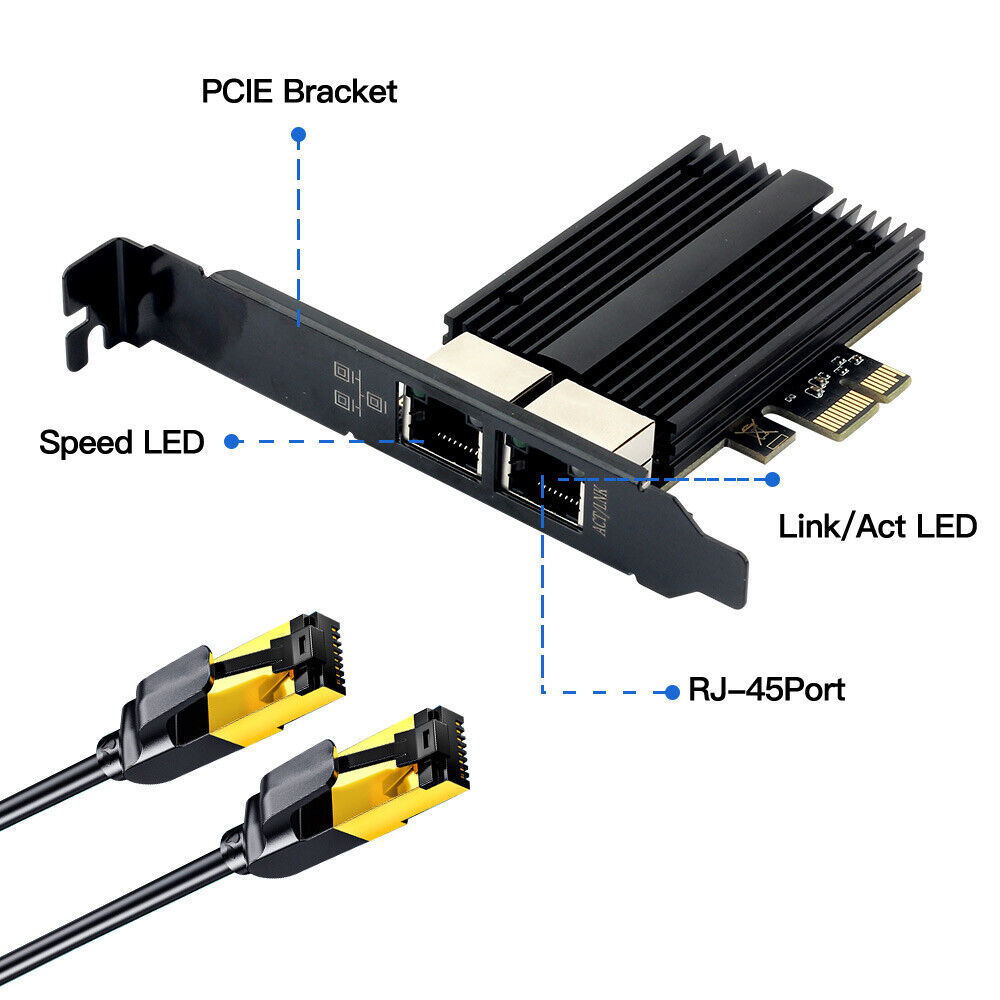 RJ45 Dual Port 2.5GBase-T Intel I226 Card PCIe Network Adapter for Gaming Office