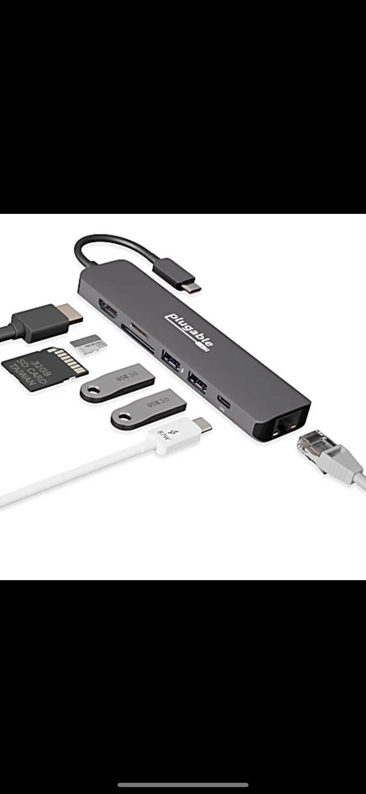 Plugable USB-C Hub 7-in-1, USB C Hub Compatible with Mac, Windows, Chromebook