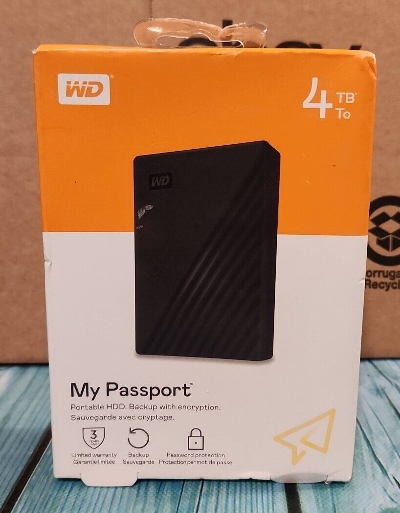 🔥NEW WD My Passport 4TB External Hard Drive (WDBPKJ0040BBK-WESN) - Black🔥