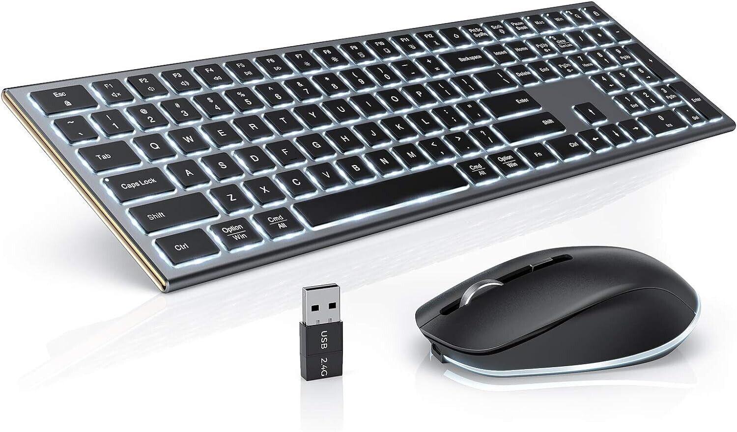 Backlit Wireless Keyboard and Mouse for Mac- seenda Rechargeable Silent Full ...