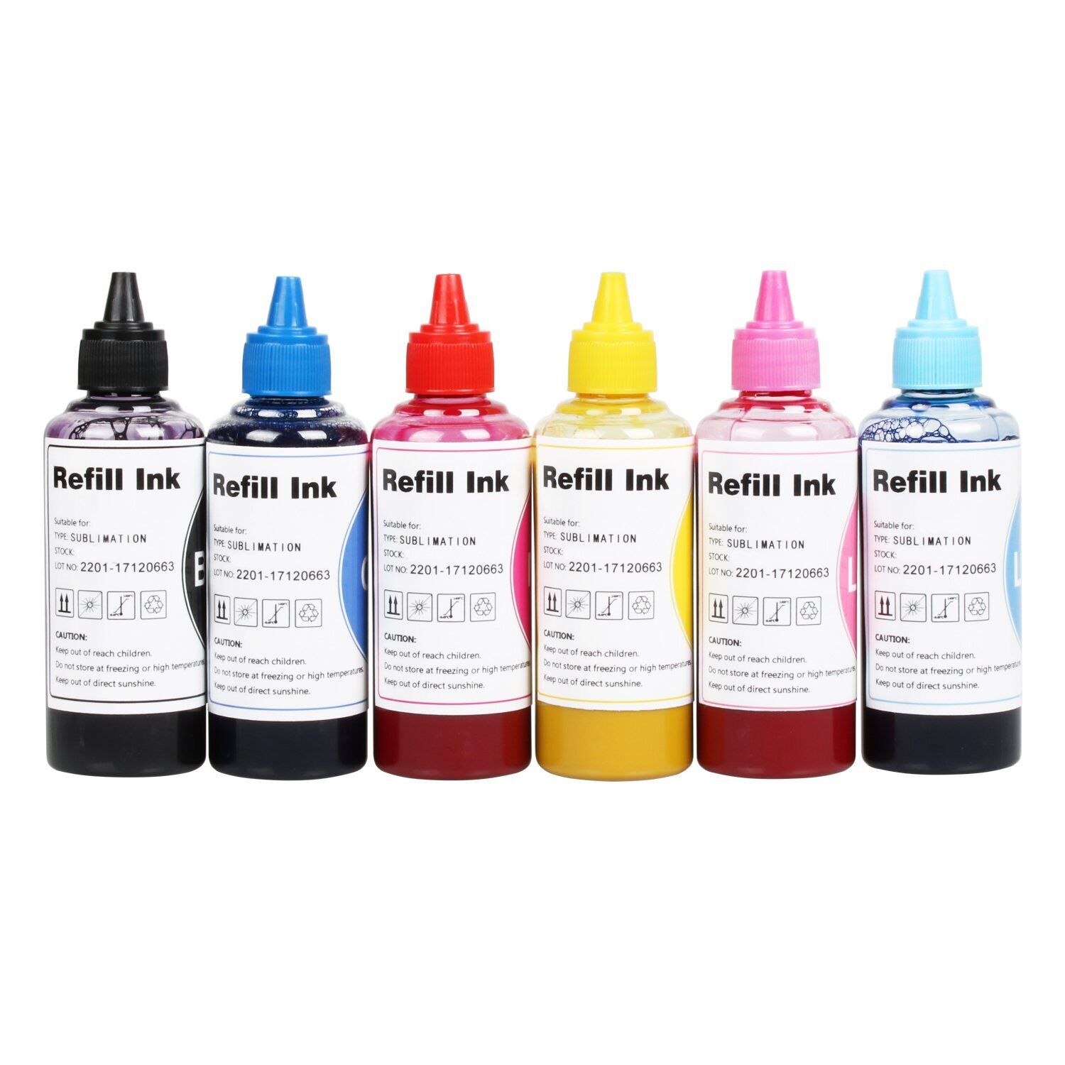 6 Colors Sublimation Ink Refilled Bottles for Epson Artisan 1430 1400 835 L80...