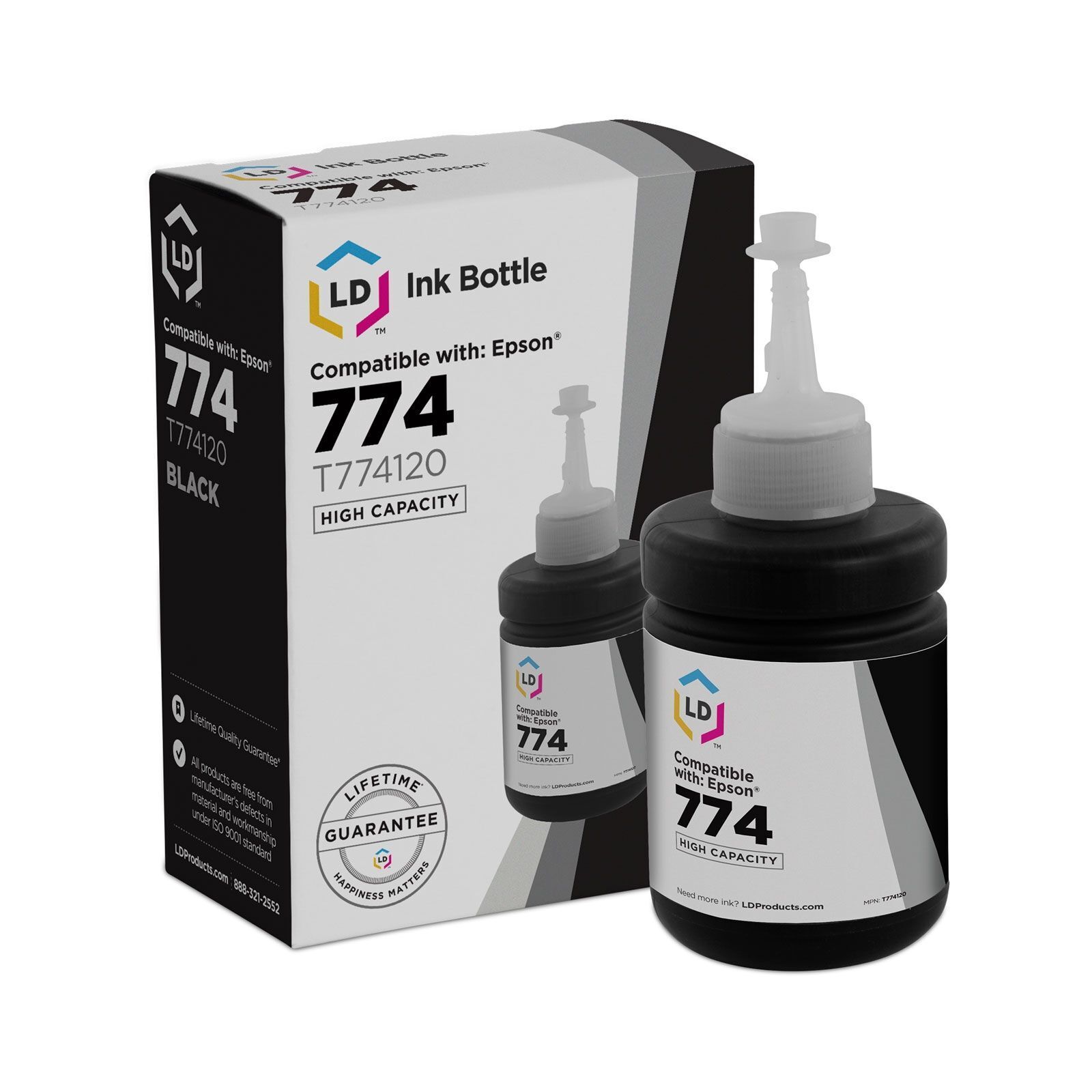 LD Compatible High Capacity Black Ink Bottle for Epson 774 (T774120)