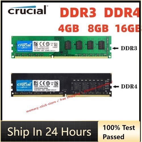 Crucial DDR3 DDR4 8GB 4GB 16GB 1333 1600MHz Ram Desktop Memory 2666 3200MHZ DIMM