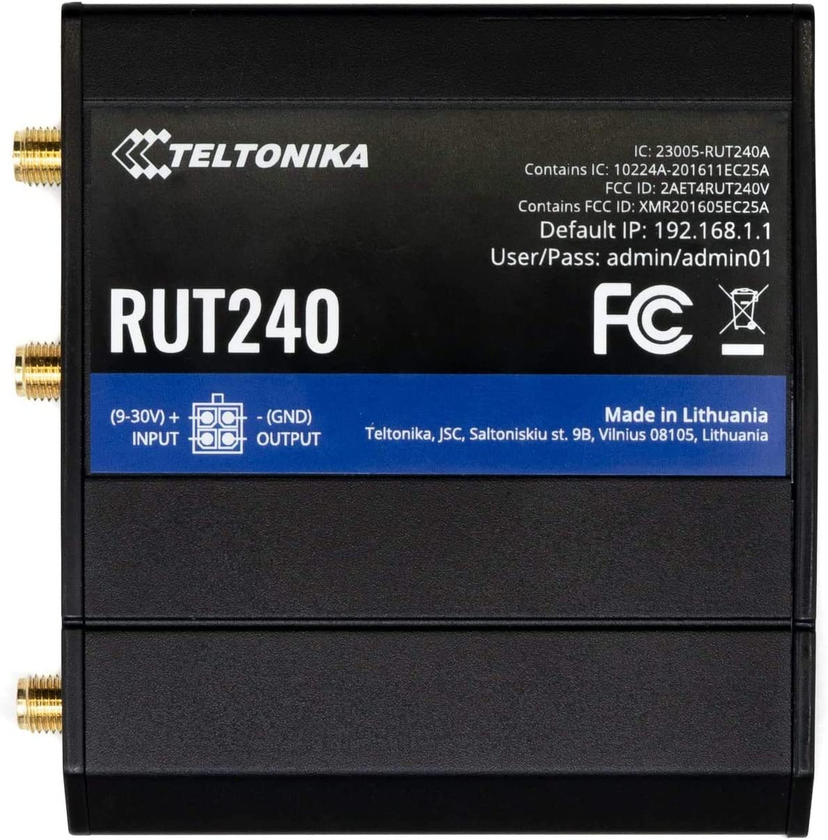 RUT240 4G /LTE & Wifi Cellular Router with Ethernet and I/O, Remote Connection, 