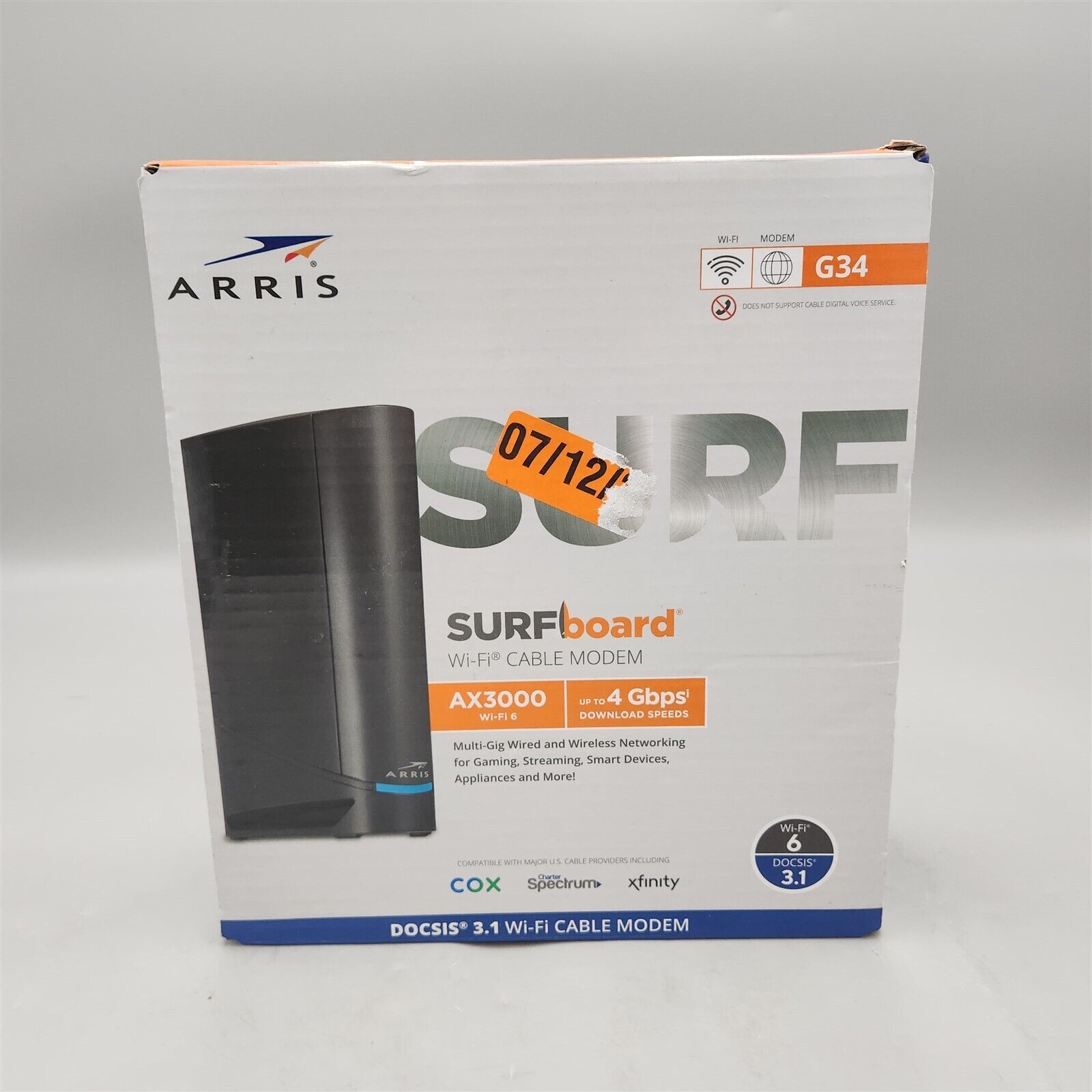 ARRIS Surfboard G34 DOCSIS 3.1 Gigabit Cable Modem & AX3000 Wi-Fi 6 Router