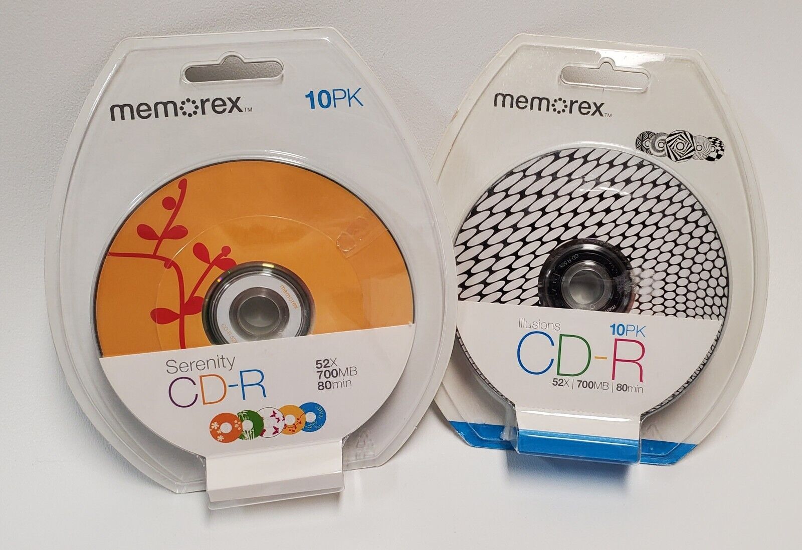 LOT of 2 (10pk) Memorex 10PK CD-R 52X 700 MB 80 Min Recordable COLORFUL DESIGNS