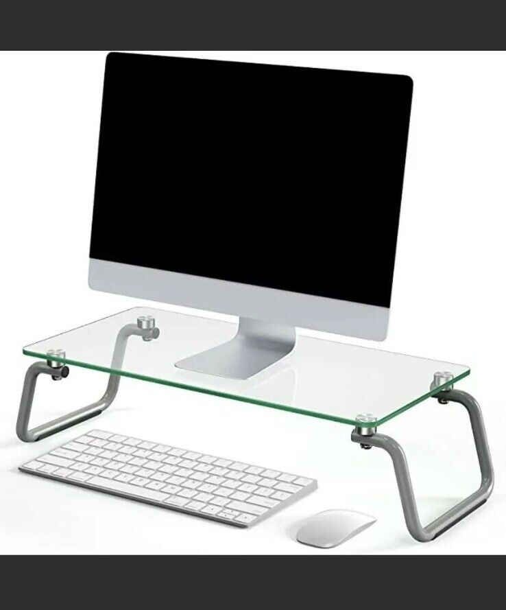LORYERGO Glass Monitor Stand Desktop Clear Computer Laptop  LEGMS1T 