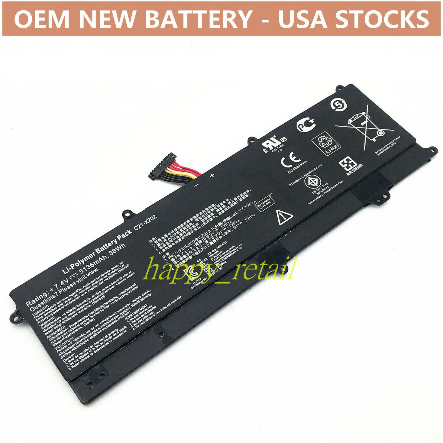 OEM New Battery C21-X202 for ASUS VivoBook X202 X202E X201E S200E Q200E Series