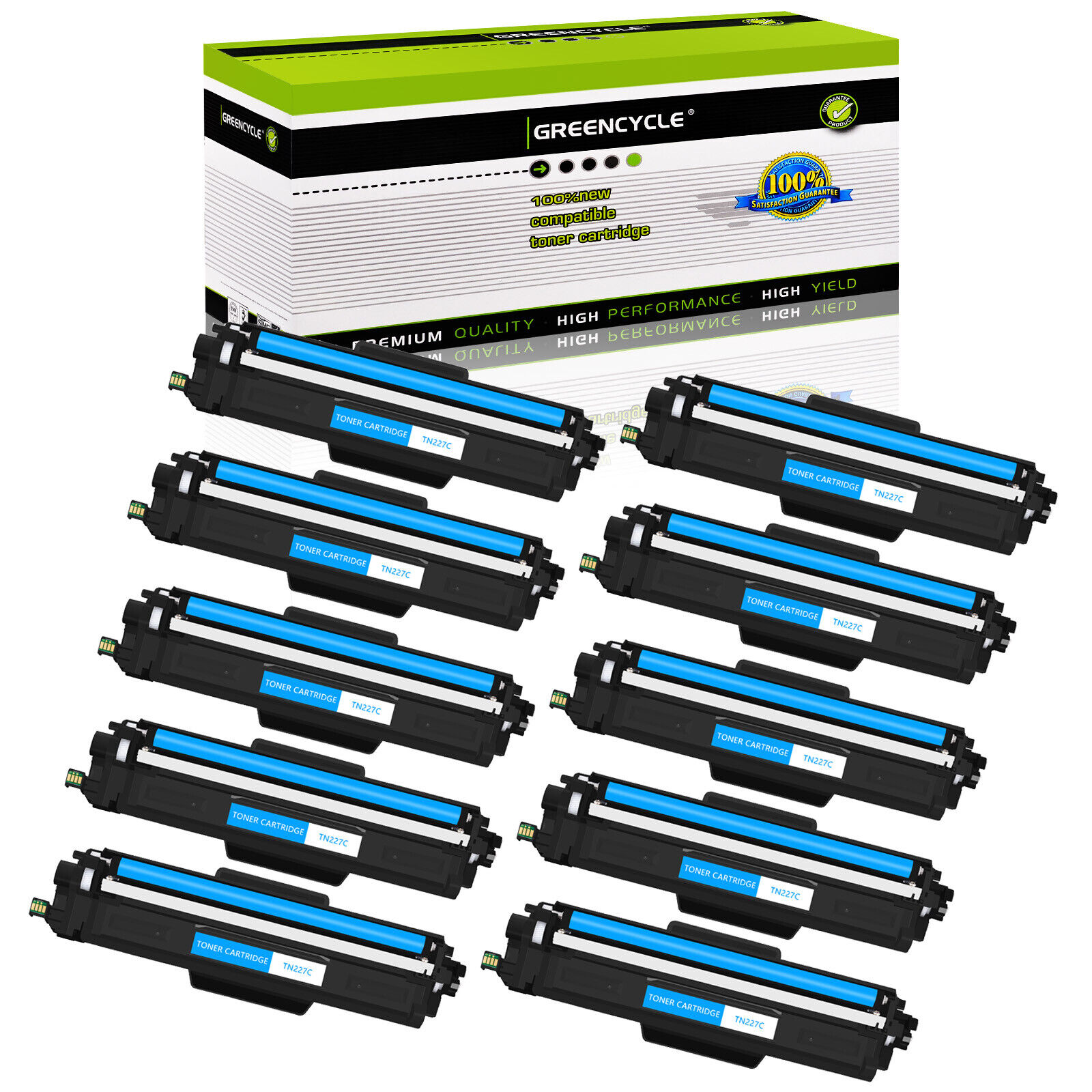 10PK TN227CY Cyan Toner Cartridge Fits for MFC-L3710CW MFC-L3750CDW MFC-L3770CDW