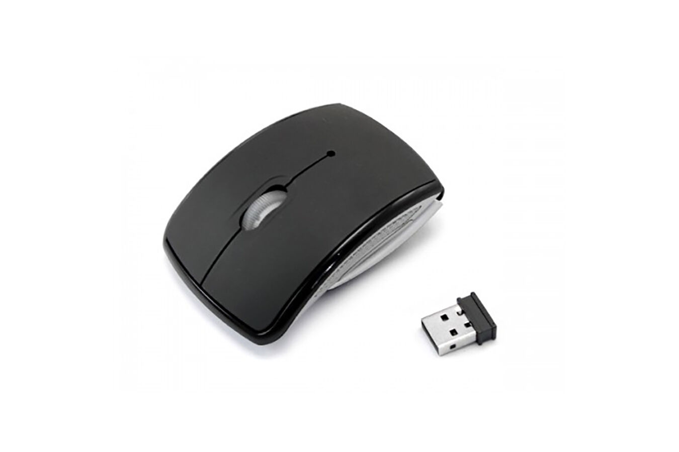 Silent Click Quiet Folding Optical Wireless Arc Mouse Portable Compact BLACK