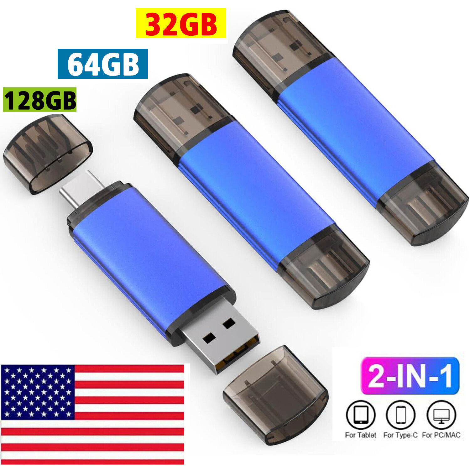 KOOTION 2-in-1 USB C Flash Drive USB-A&USB-C 2.0 Dual Drive OTG  Memory Stick
