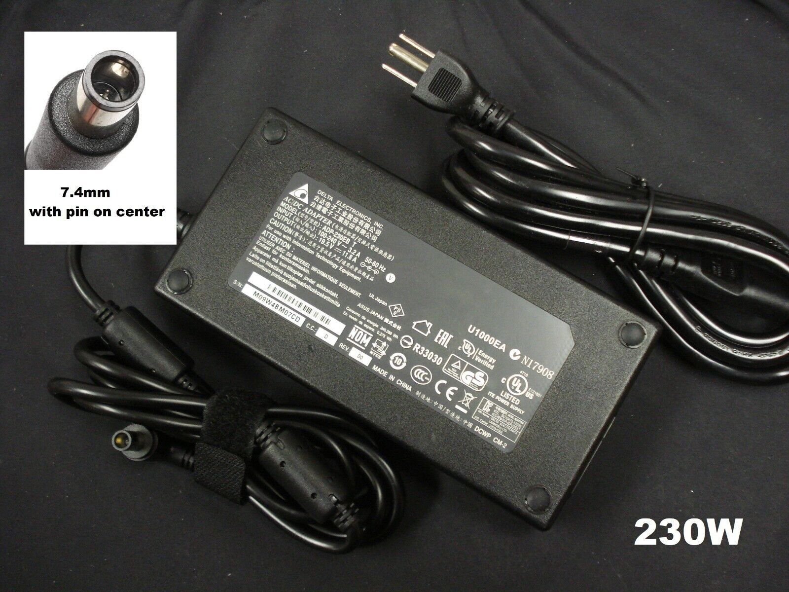 OEM MSI /DELTA 230W AC Adapter GP65 GP75 WT72 GT72 VR one Series 19.5V 7.4mm