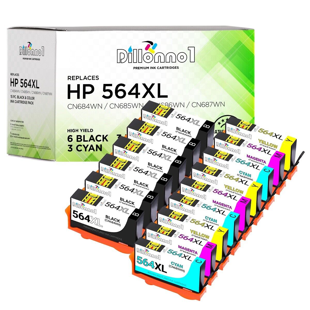 15 Pack 564XL Ink Cartridges for HP Photosmart 5510 5515 5520 5525 6510 6515