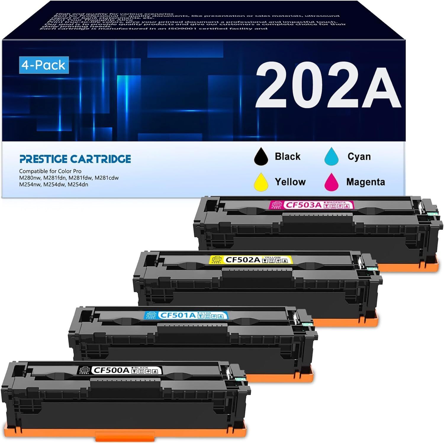 202A Toner Cartridge with Chip Replacement for HP Pro M254dw M254dn M254nw