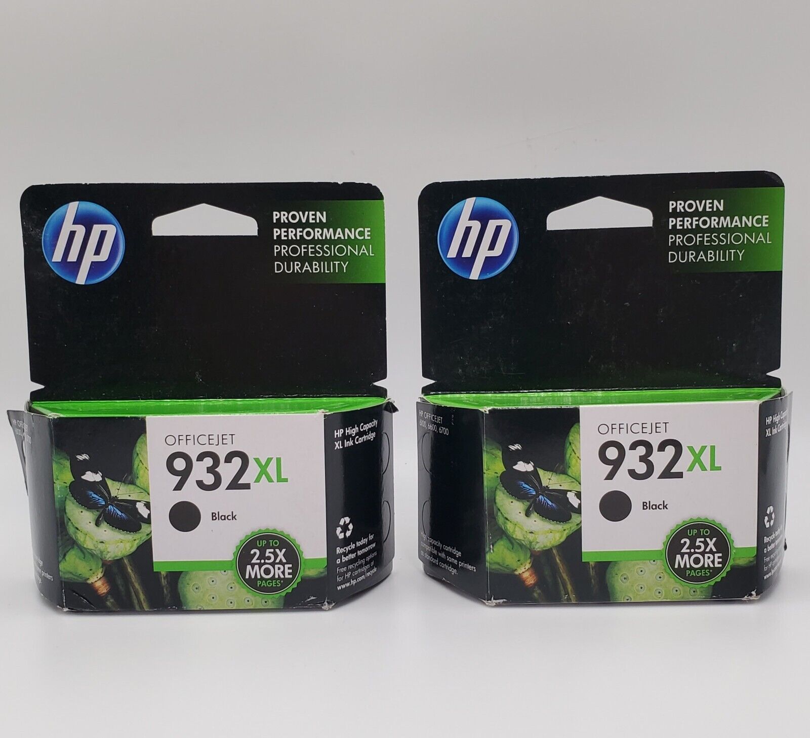 2 HP 932XL Ink Cartridges Black Noir High Yield Authentic Sealed NEW OEM 2/15