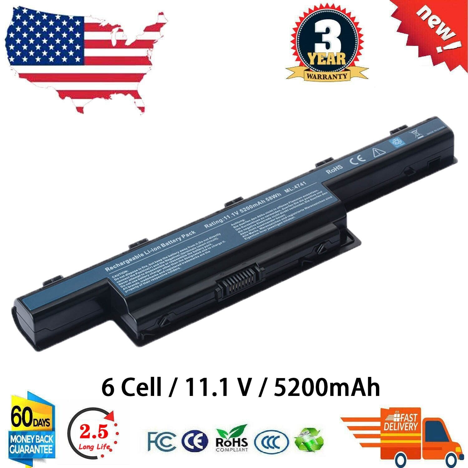 Laptop Battery for Acer Aspire 4551 4741 5750 7551 7560 7750 AS10D31 AS10D51