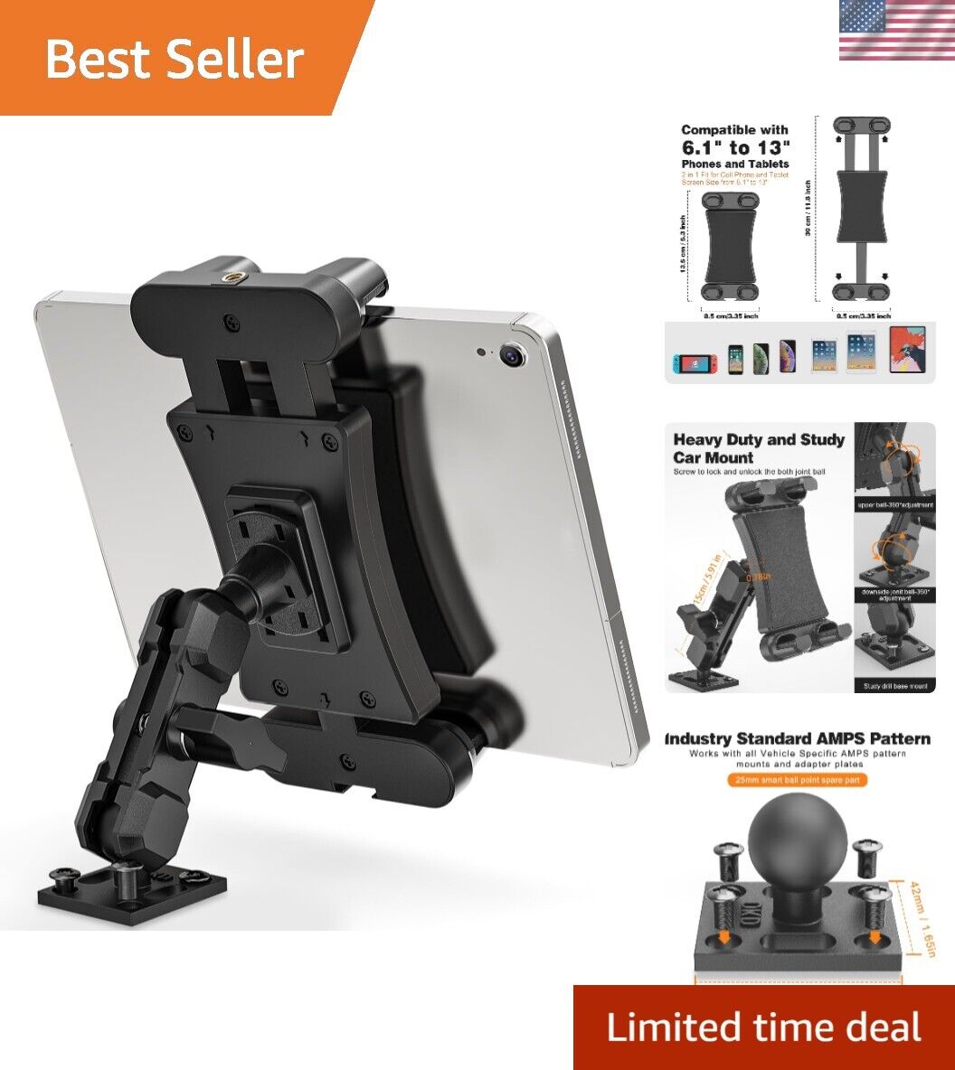 Professional Grade Tablet Stand with Adjustable Swivel for Commercial Vehicles