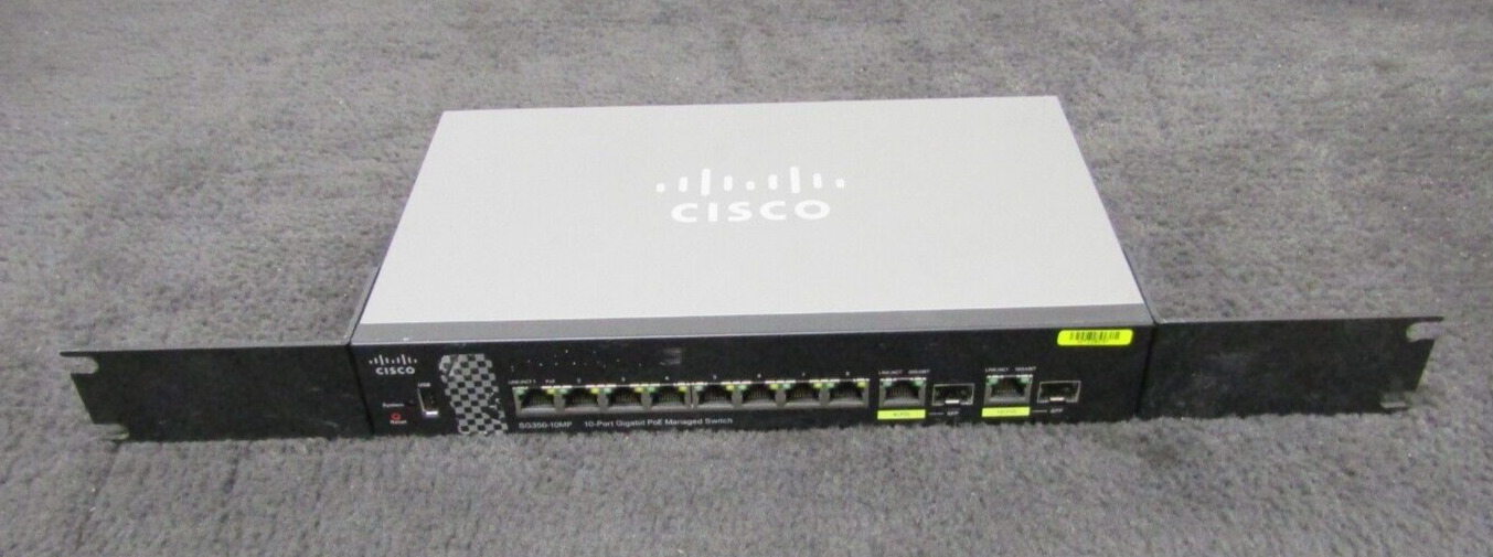 Cisco  10-port Gigabit PoE Managed Switch With Rack Mounting Hardware SG350-10MP