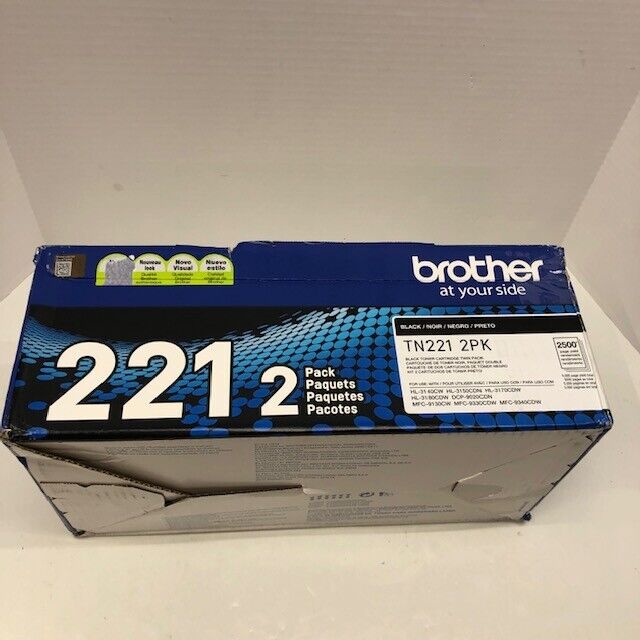 Brother TN221 2PK Black Toner Cartridges TN-221 2PK Genuine OEM - NEW/SEALED