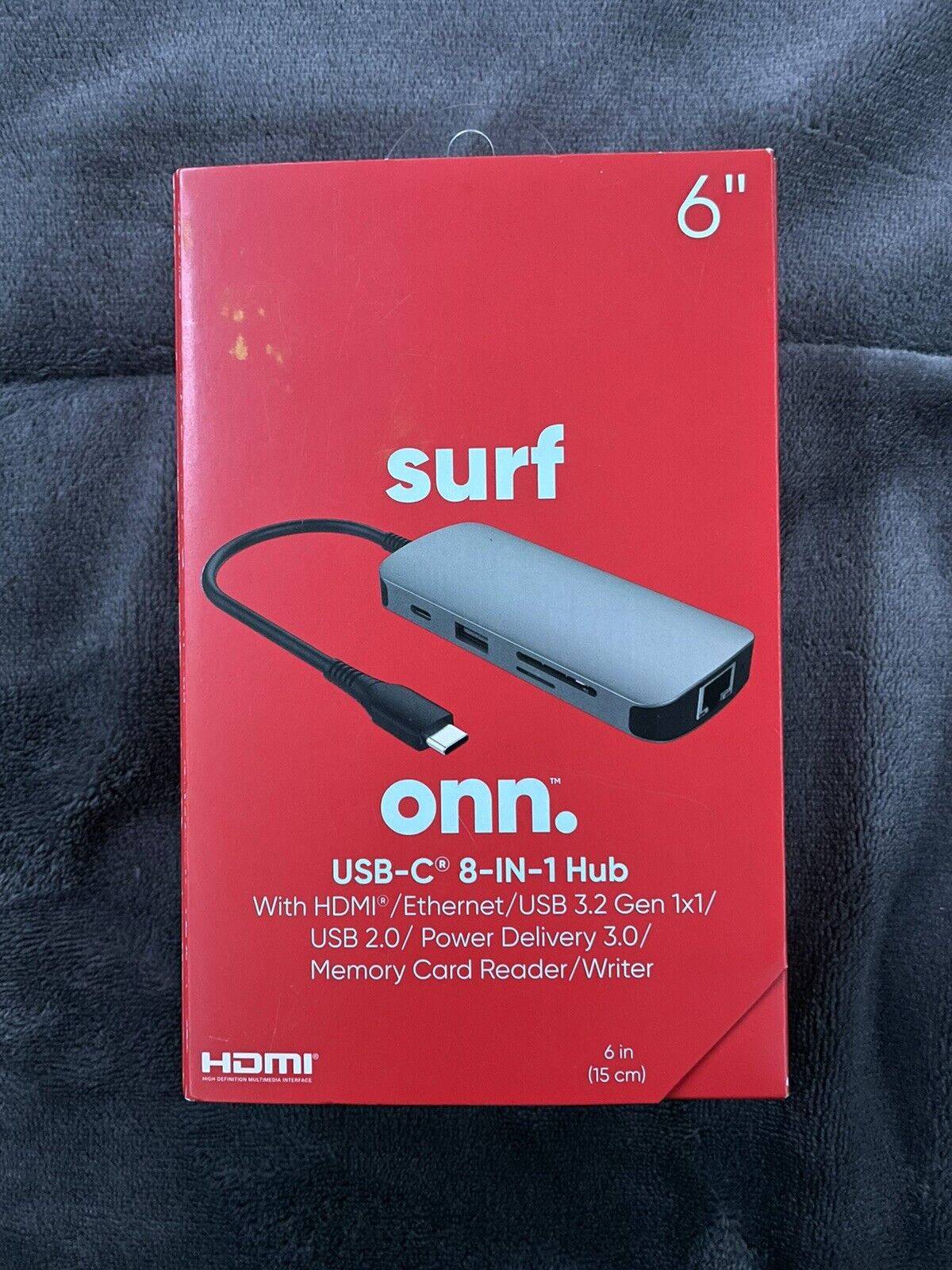 Surf Onn 6”  USB-C  8-IN-1 Hub Memory Card Reader Writer
