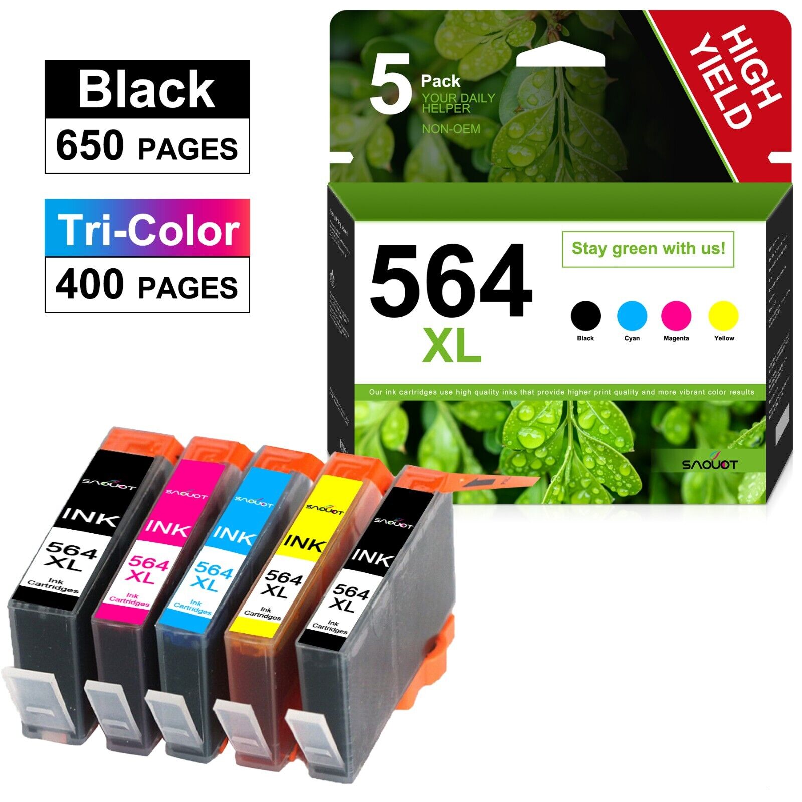 564XL Ink Cartridges Replacement for HP OfficeJet 4620 PhotoSmart 7510 7515