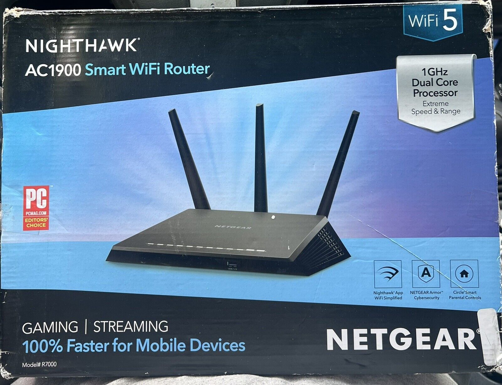New Netgear Nighthawk Smart Wi-Fi Router AC1900 R7000 Gaming Streaming