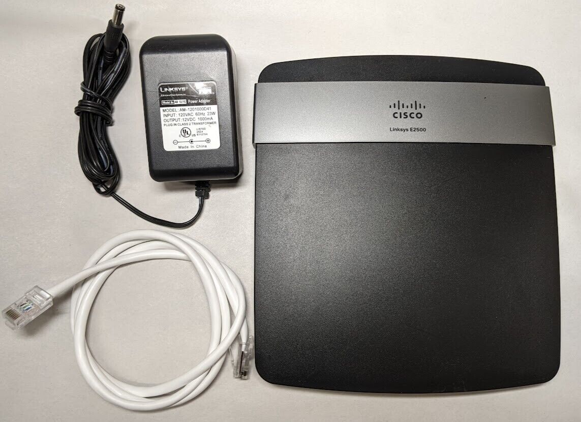 Cisco/Linksys E2500 Dual-Band Wi-Fi Router Bundle w/ Power Cord & Ethernet Cable