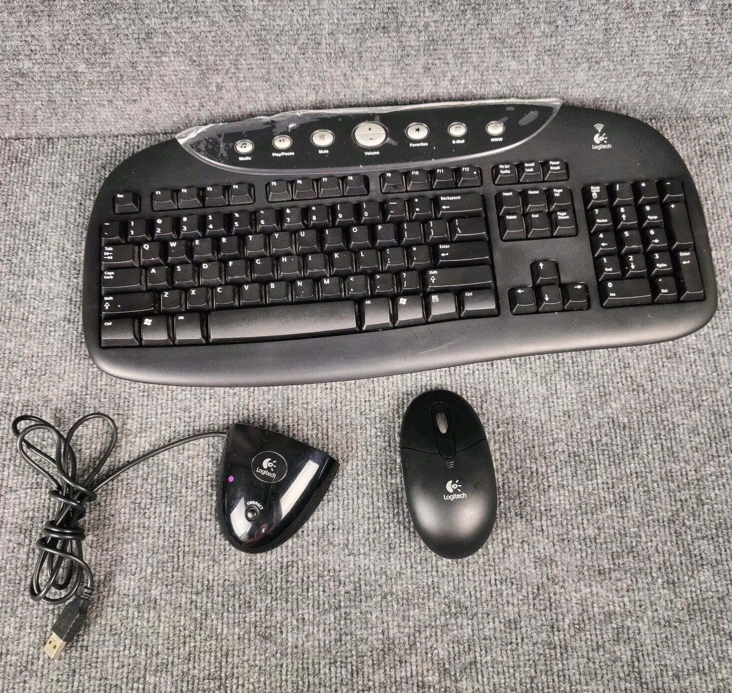 Logitech Cordless Internet Pro Wireless Keyboard Black Y-RK56A Receiver Mouse