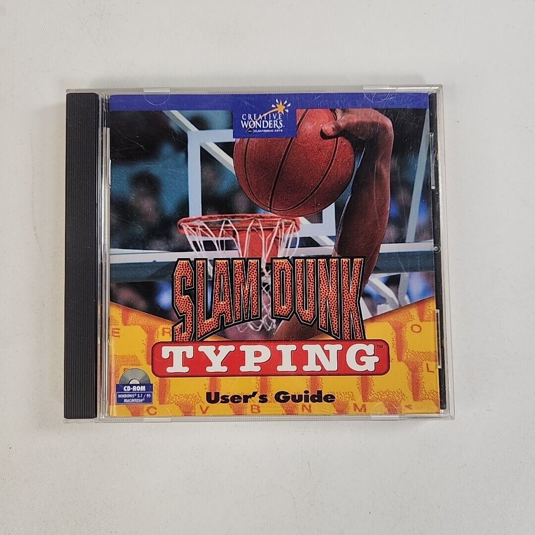 Vintage 1997 Slam Dunk Typing CD-ROM Software PC Windows 3.1 Apple Macintosh