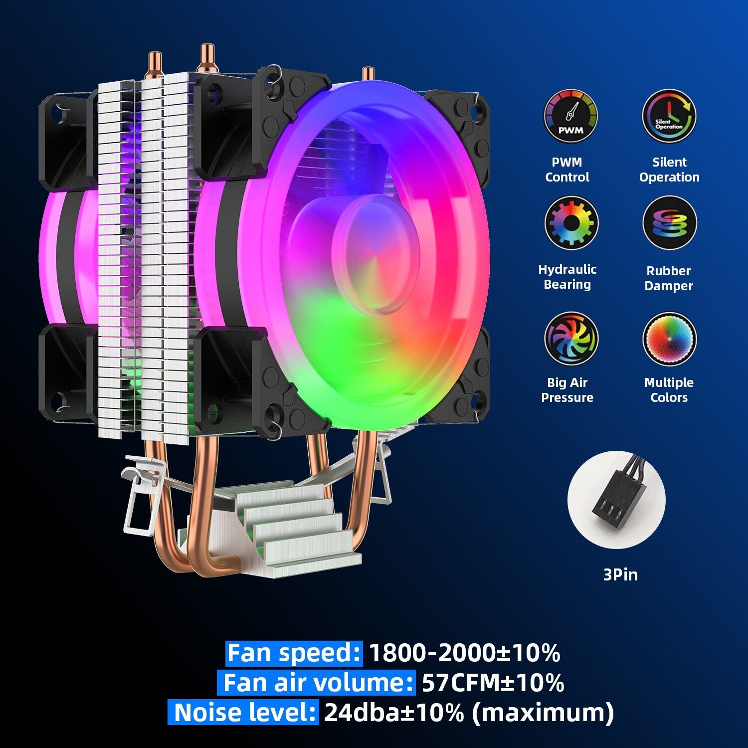 CPU Cooler Heatsink Fan Air RGB for Intel LGA 775/1150/1151/1155/1156/1200/1700