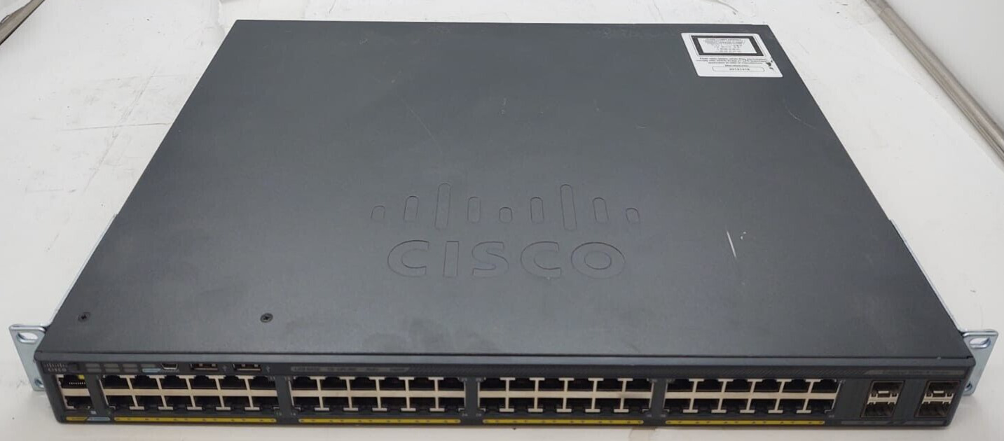 Cisco WS-C2960X-48FPS-L V02 | 48 Port Gigabit PoE+ 740W Switch | 4x SFP )
