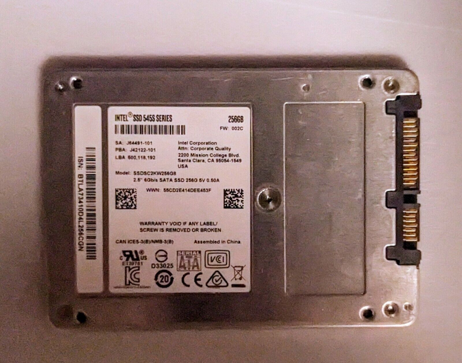 SSD - Intel 545s Series 256GB 2.5\